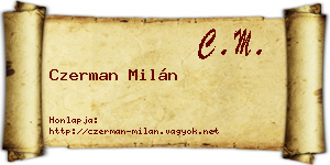 Czerman Milán névjegykártya